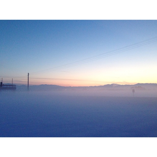 #wintersky #snow #sunset #mist#冬空 #雪 #夕暮 #霧